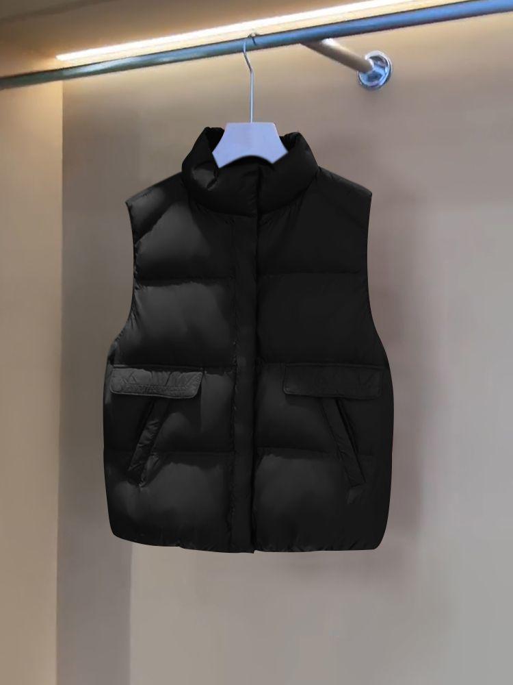 Women's Fashionable Winter Down Vest - Korean Style, Petite, Short Length