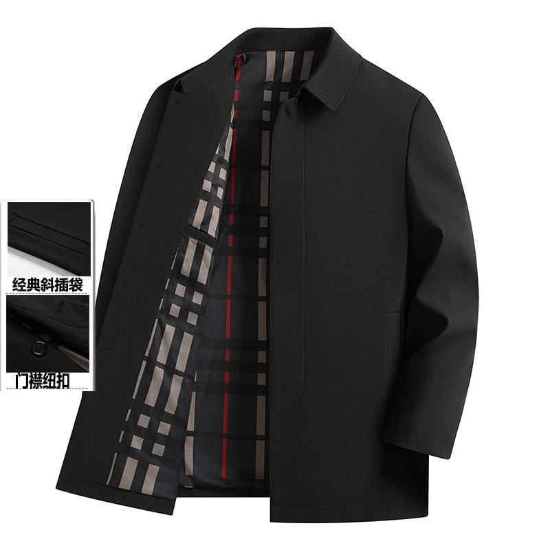 

Medium and old cadre clothing men s autumn dad clothing medium and long jacket business casual solid color lapel administrative jacket M/170 (weight 90-52.5 kg)