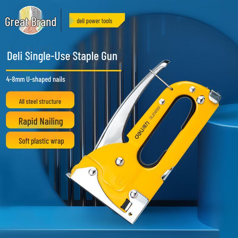 Deli Manual Staple & Brad Nailer for Woodworking and Household Use