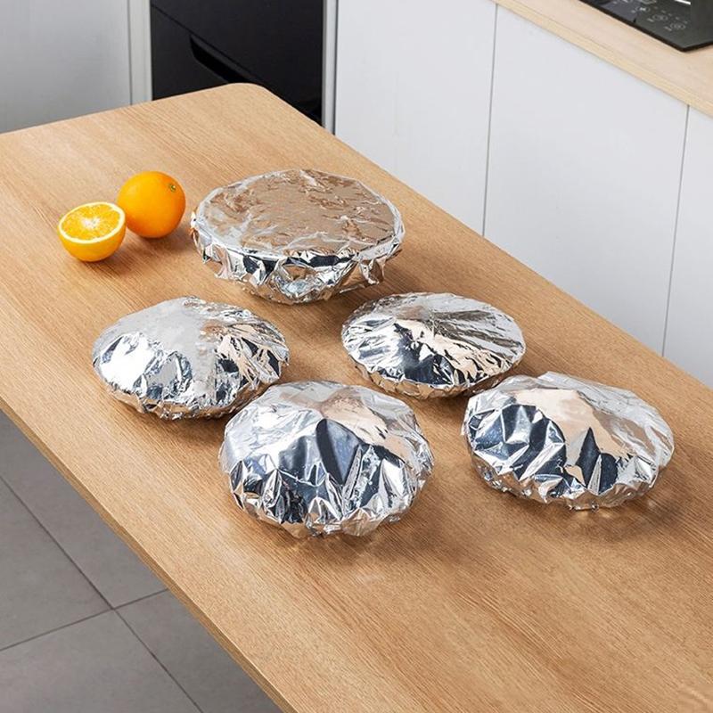 20/100Pcs Repeatable Aluminum Foil Insulation Covers - Eco-Friendly Kitchen Food Covers For Bowls & Dishes Storage For Kitchen