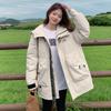 Outdoor tooling wind jacket cotton-padded clothes for women's winter hooded students easy to fit wear-resistant jacket cotton-padded clothes