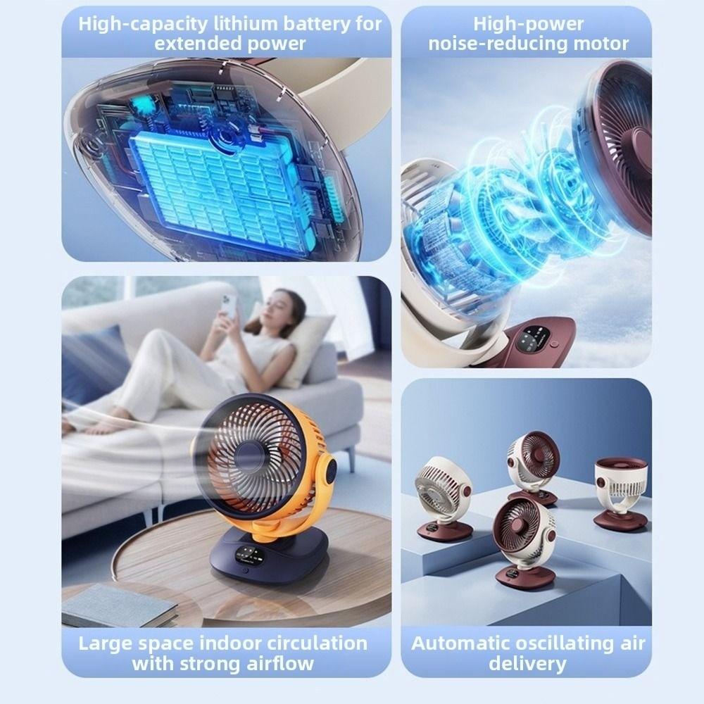 LED Digital Display Air Circulation Fan Type-c Rechargeable Outdoor Camping Fan  Bedroom