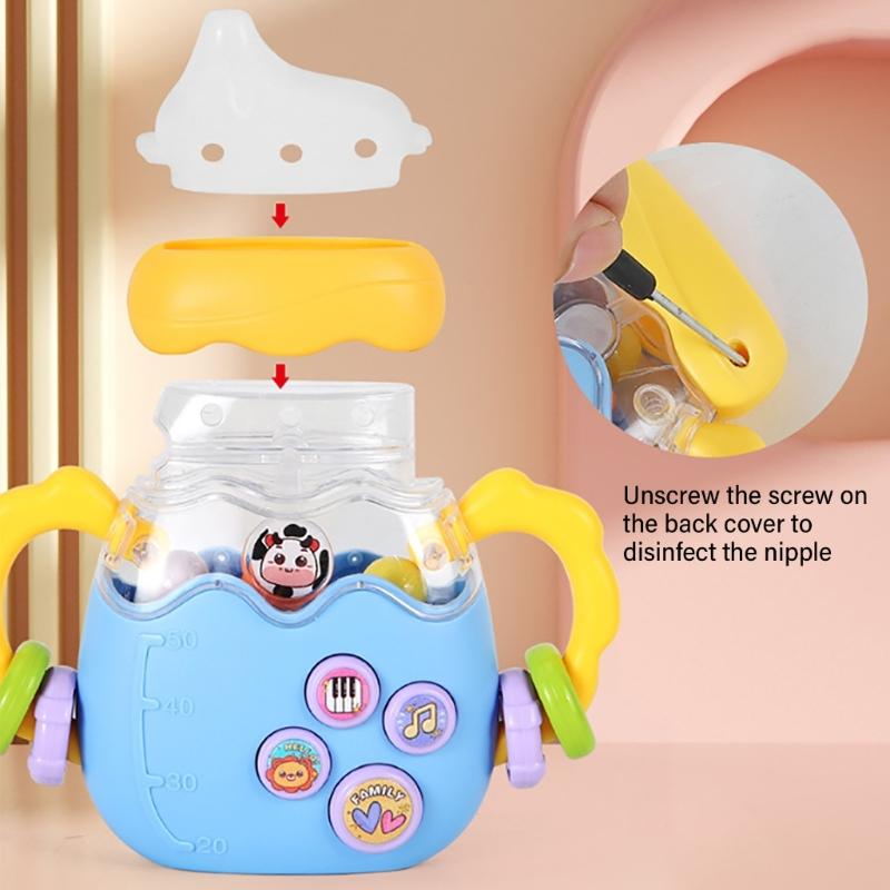 Electric Rattle Hand Bells Baby Music Rattle Teething Bottle Toy Educational Rattle Phone Toy for Infant Birthday Gift