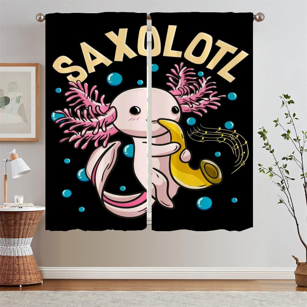 

Cute Axolotl Ready Curtains Cheap Things With Free Shipping for Home Interior Curtains Window Curtain for Living Room Blackout W50xH70cmx2pcs-CL