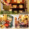 Moin moin Puppenhaus Miniatur DIY Bausatz Set Maßstab Julia Europäisch Antik Retro Realistisch Brot LED Licht Acrylbox [Englische Anleitung] 1/24
