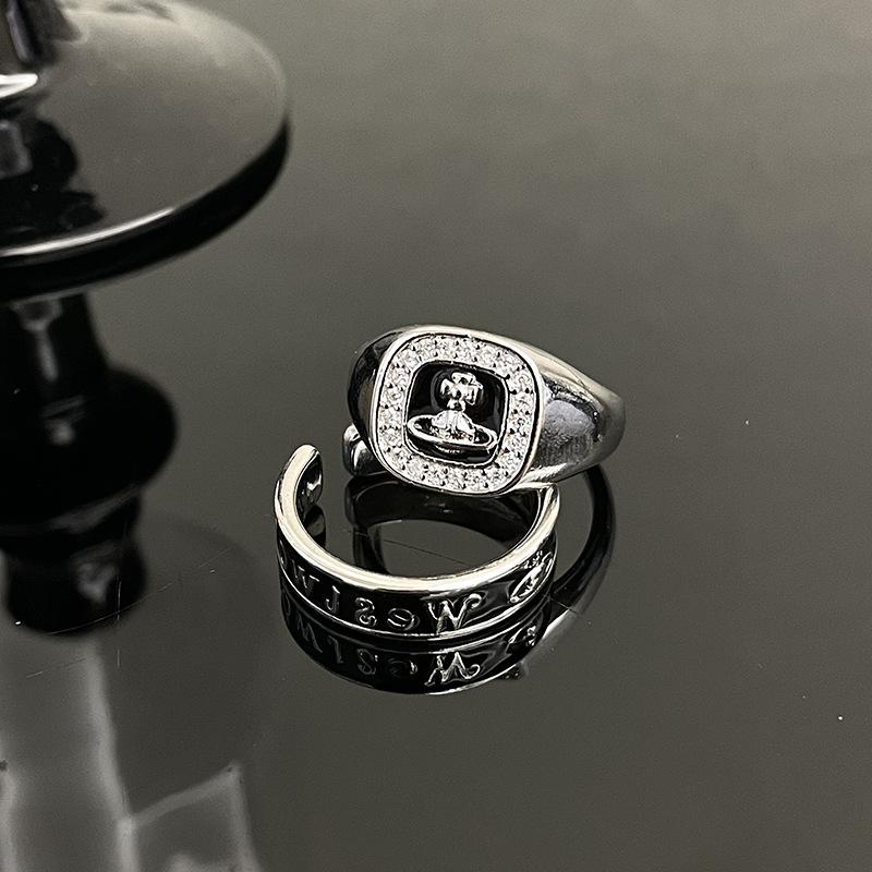 Tydzień Saturna Pełen Diamentów Wysoki Smak Zimny Wiatr Niszowy Design Osobowość Lekki Luksus Moda Otwarty Pierścionek