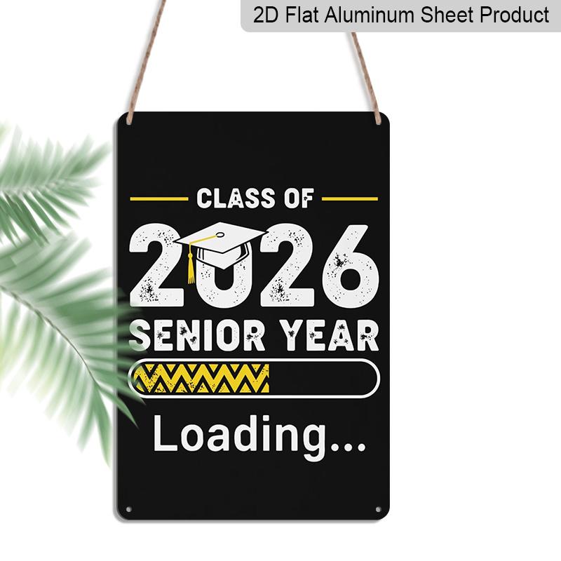 2D Flat, 1pc  Class of 2026 Senior Year Loading  Aluminium Sign - 8 x12  Yellow & Black Progress Bar Graduation Decor, Perfect for 2026 Senior Gifts 20*30cm