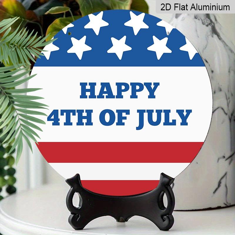 2D Flat Retro Aluminum Wall Coverings In Various Sizes. The American Independence Day Patriotic Theme, Happy 4th of July, In Red, White, and Blue, Is