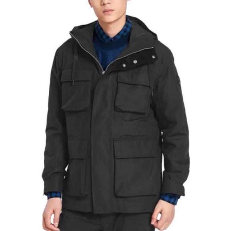 Timberland Giacca da lavoro con cappuccio multitasche a tinta unita da uomo giacche Nero A1WS2-001