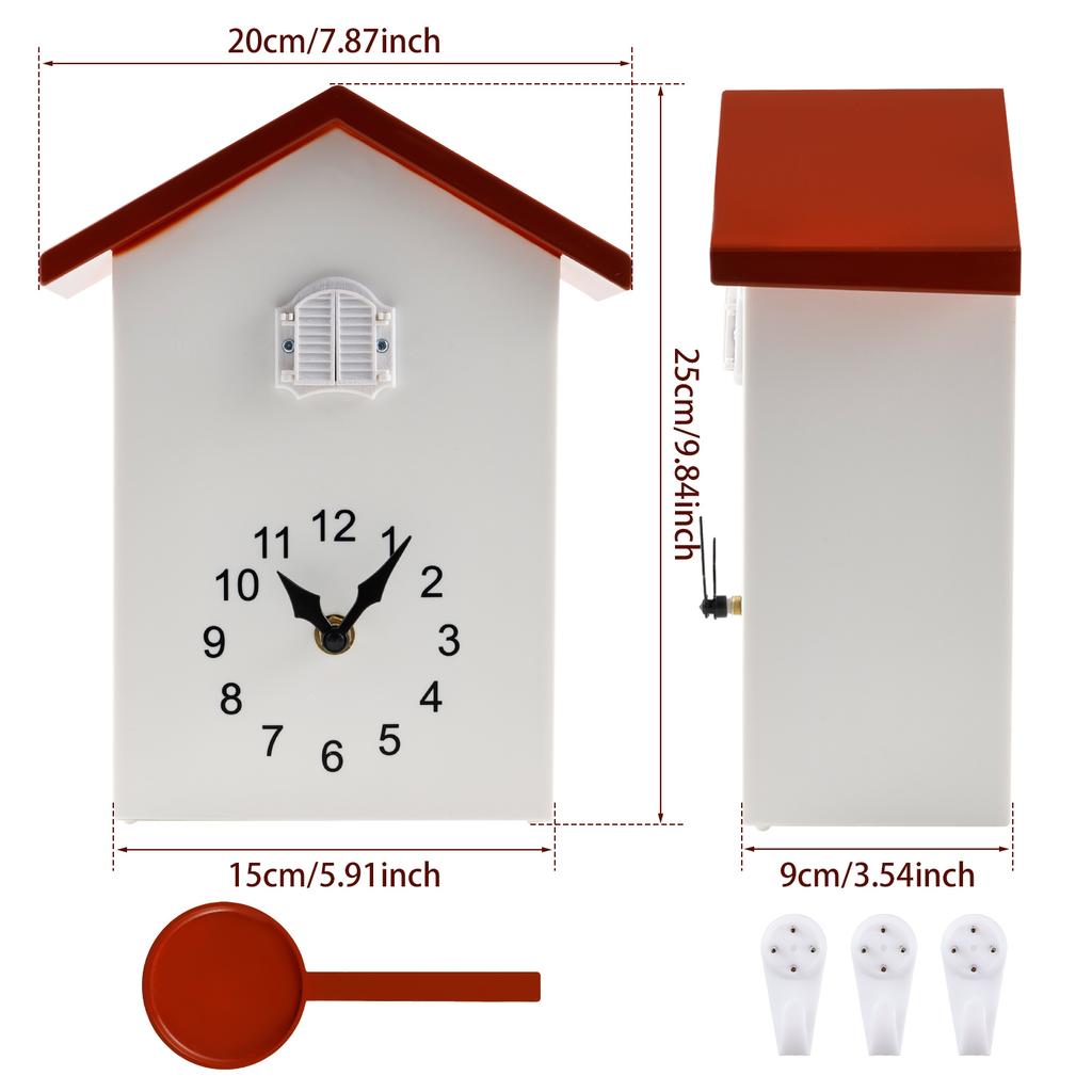 Cuckoo Clock - Plastic Hanging Bird Wall Clock with Bird Tweeting Sound Modern Home Living Room Minimalist Decoration Gift