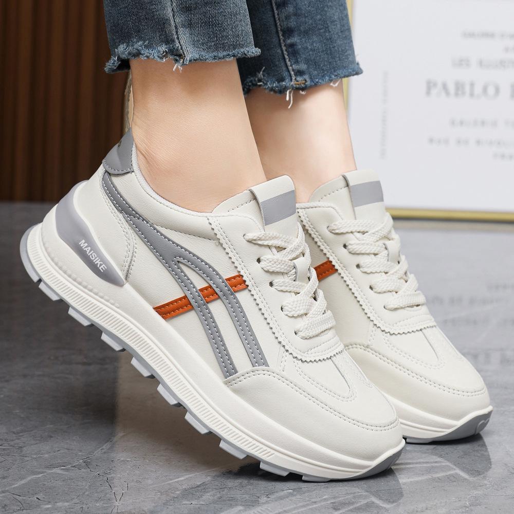 Fashion women's shoes new versatile soft-soled student running casual shoes soft leather white shoes