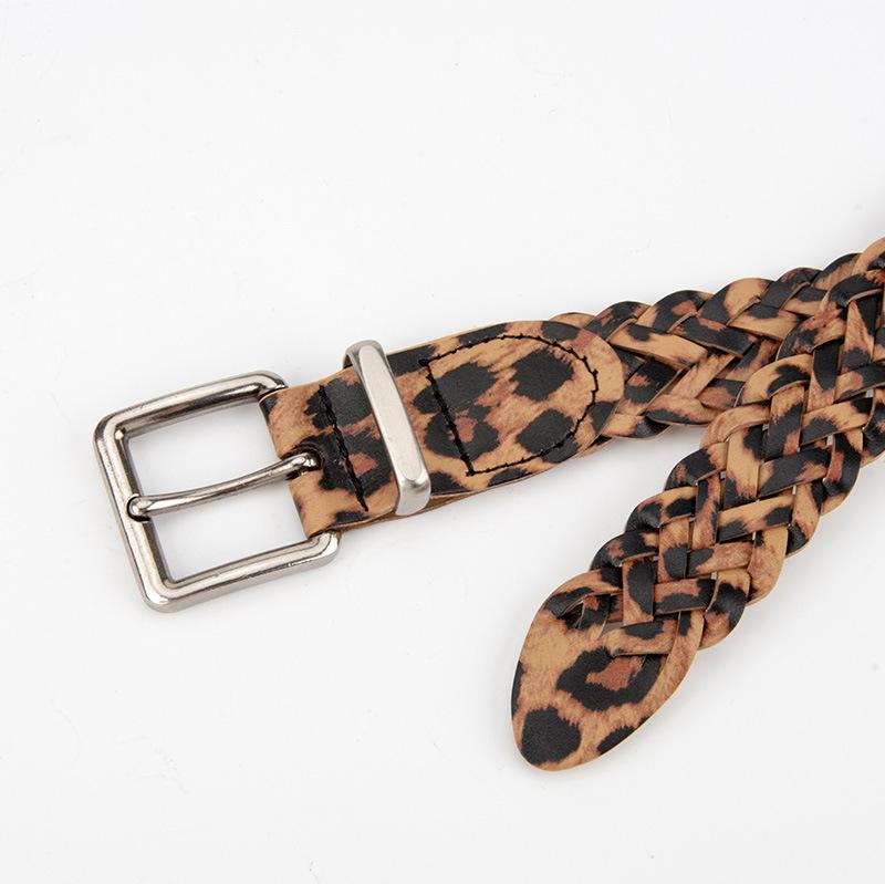 European and American Retro Leopard Skin Braided Belt for Women Silver Buckle Personalized Dress Accessories Hot Girl Decorative Belt for Women