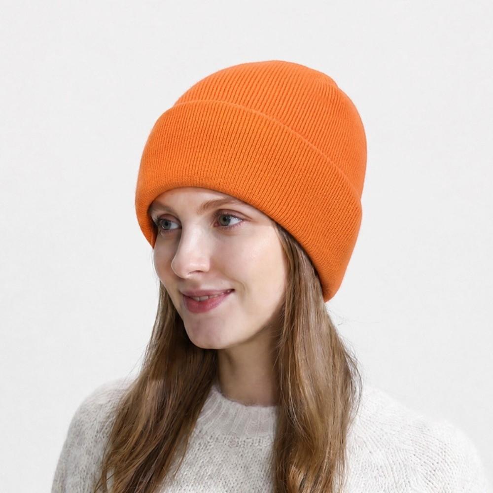 Stretch Knitted Winter Hat Solid Color Pullover Hat Neck Warmer  Outdoor Cycling Skiing