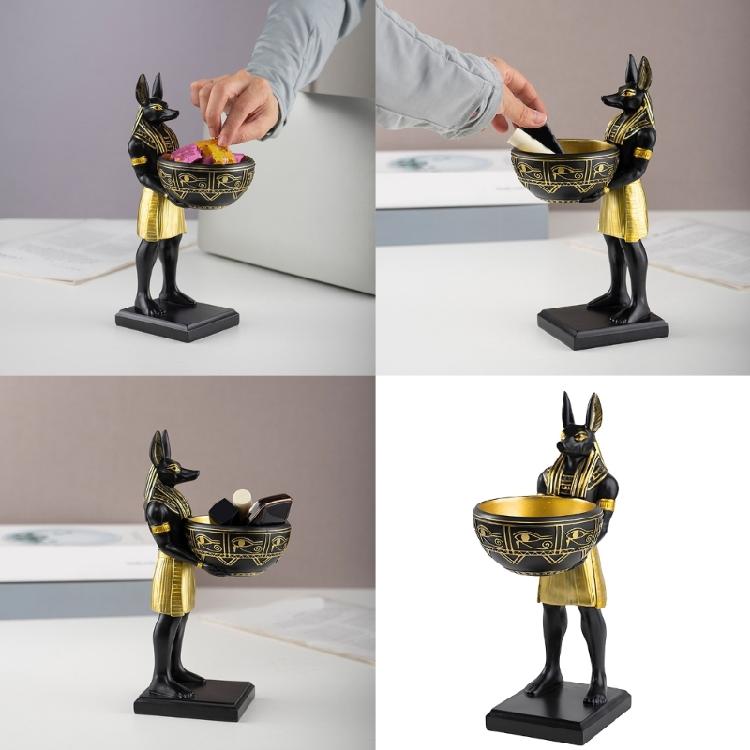 Anubis Statue with Bowl Egyptian God Figurine Resin Ancient Egypt Decors Home Office Mythological Collectible Sculpture