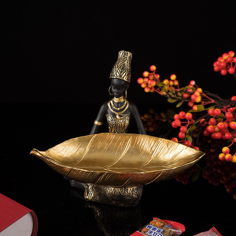 Storage Black Women Sculpture Creative Ornaments Home Living Room Desktop Wine Cabinet Entrance Resin Crafts