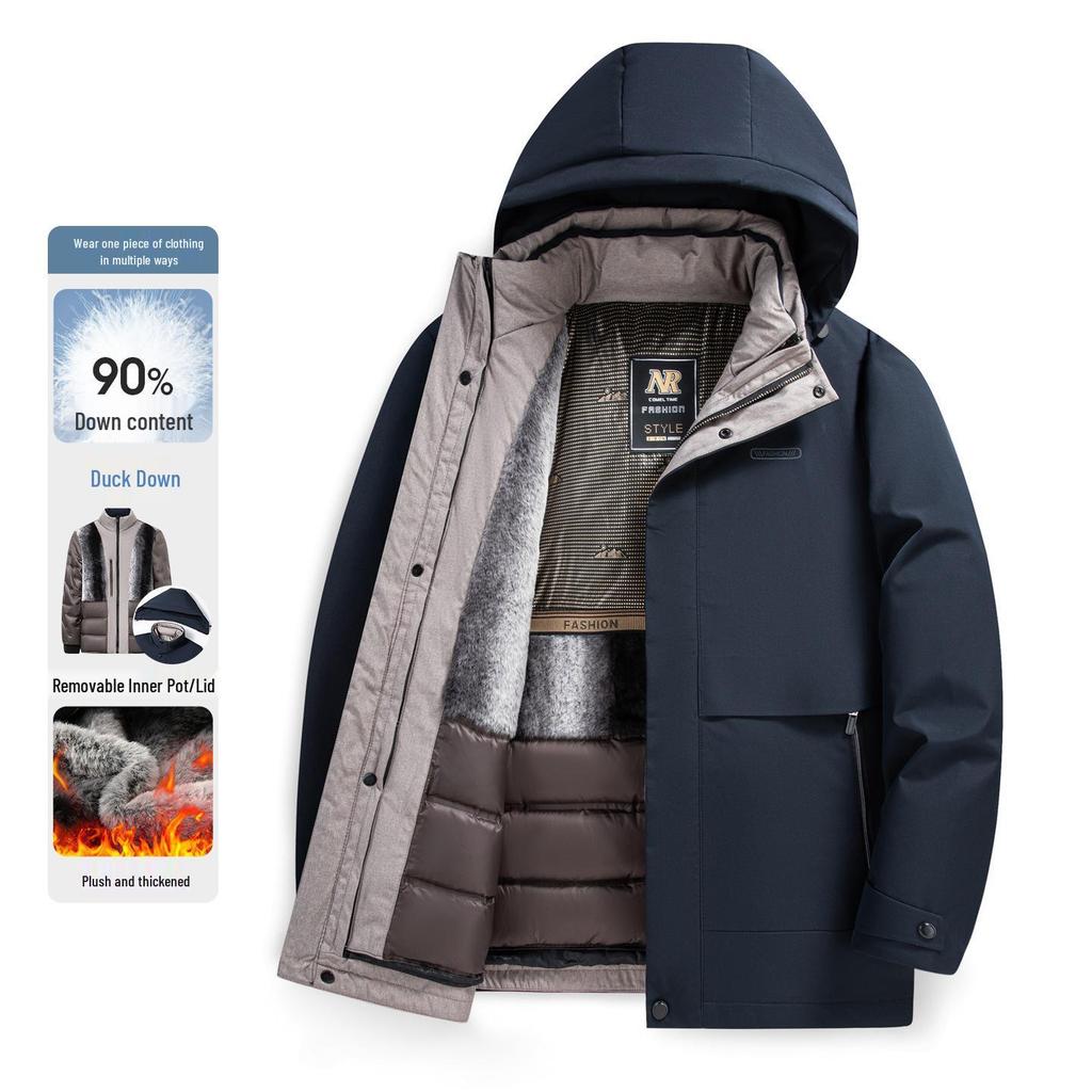 Jiaxing 2025 Men's Versatile Down Jacket: Winter Collection, Detachable Hood, Long Sleeve, Casual Warmth
