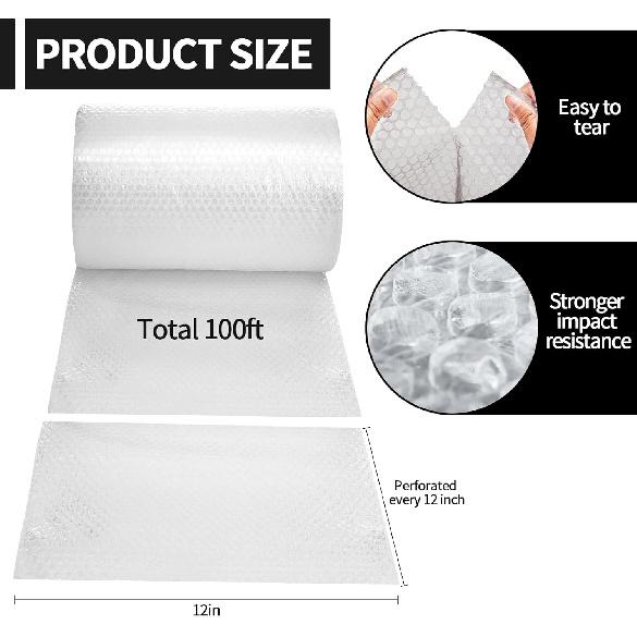 2 Pack-12 inchx100ft Total Small Bubble Cushioning Wrap Bubble Wrap for Extra Protection Packaging Mailers, Nylon Wrap Rolls Moving Cushioning