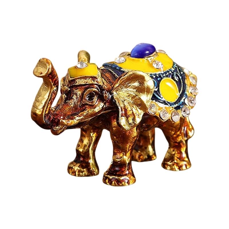 Elegant Thai Styles Metal Elephant Jewelry Box With Full Diamonds Decoration For Rings And Necklaces