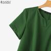 ZANZEA Women Summer V-Neck Solid Color Casual Short Sleeve Dress