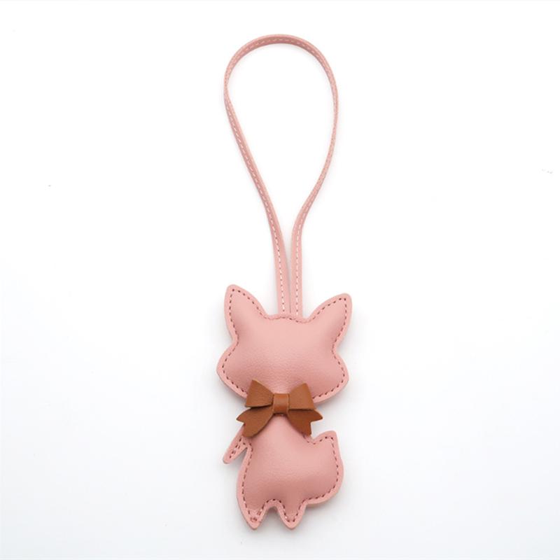 Fox Keychain PU Leather Animals Keyring Hanging Ornament Backpack Handbag Charm Gift For Men Women Bag Charms