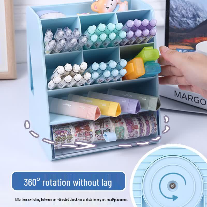 Multi-functional Rotary Pen Holder with Self-Discipline Planner