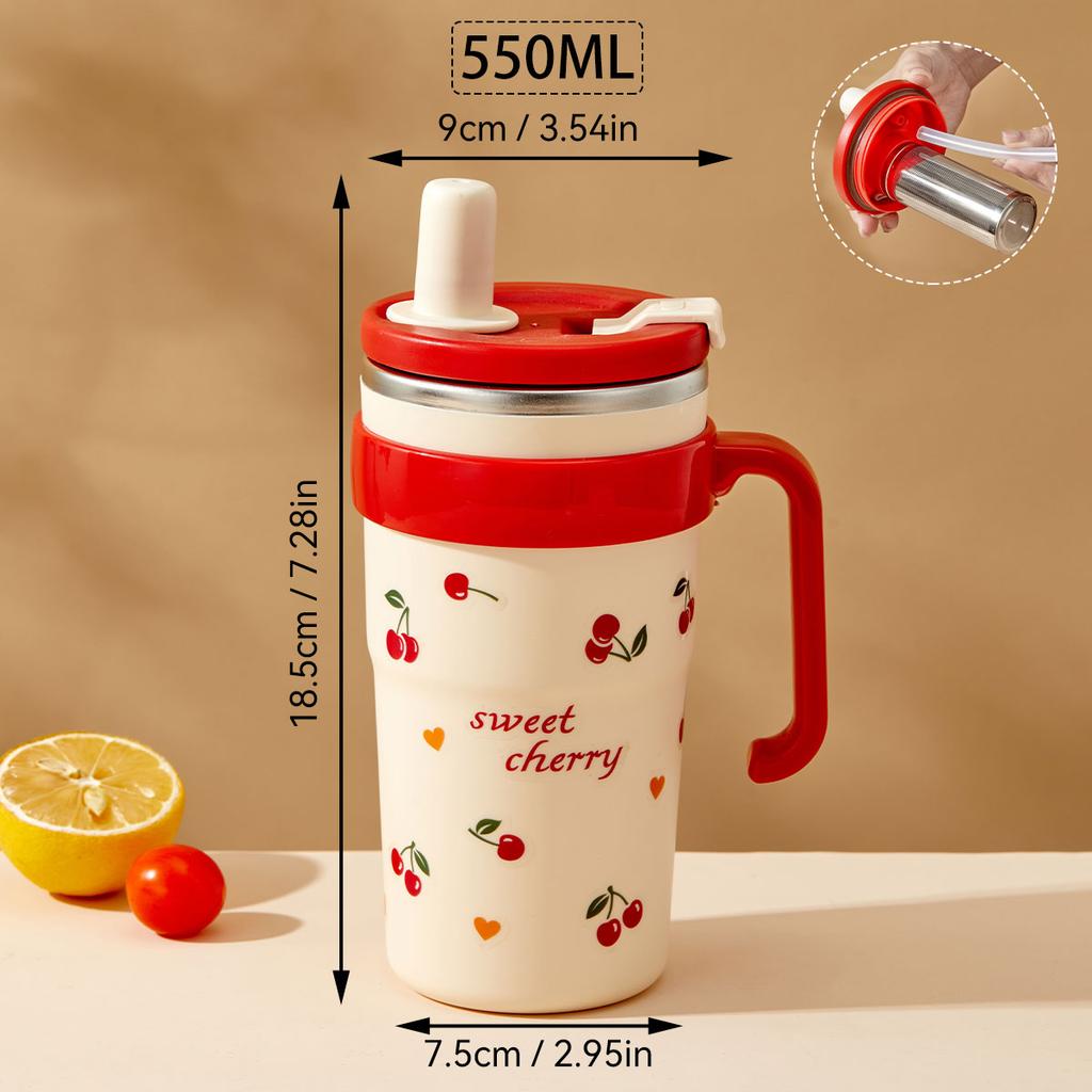 Portable Large Capacity Insulated Water Cup With Straw&Tea Strainer 304 Stainless Steel Leak-proof Water Bottle Drinkwa