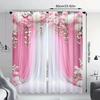 Set Of 2 Pink Floral Printed Curtains Suitable Home Decoration Bedrooms Living Rooms Curtain For Area Made Polyester