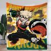 My Hero Academia Bakugo Action Pose Fleece Blanket Vibrant and Cozy Anime Throw with Spiky Blonde Hair Design Perfect for Fans