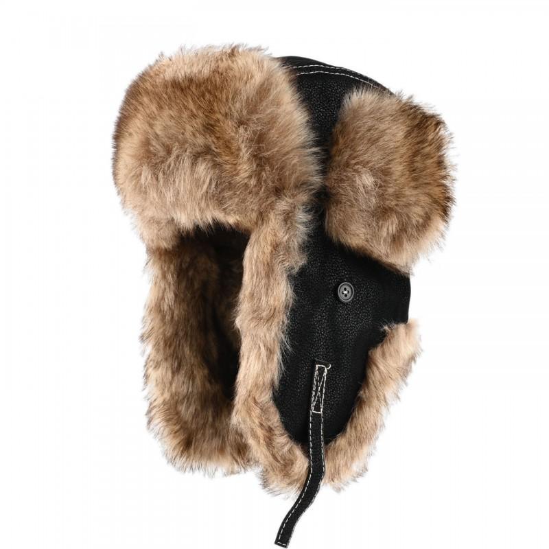 Faux Fur Leather Hat Men Women Winter Warm Ear Protection Cycling Outdoor Cap