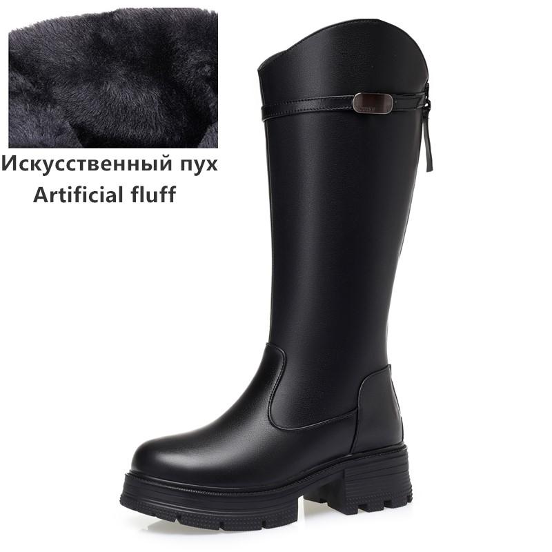 

Модные женские зимние ботинки из натуральной кожи 2025 Новые утепленные зимние ботинки из натуральной шерсти Женские противоскользящие женские высокие ботинки большого размера 260