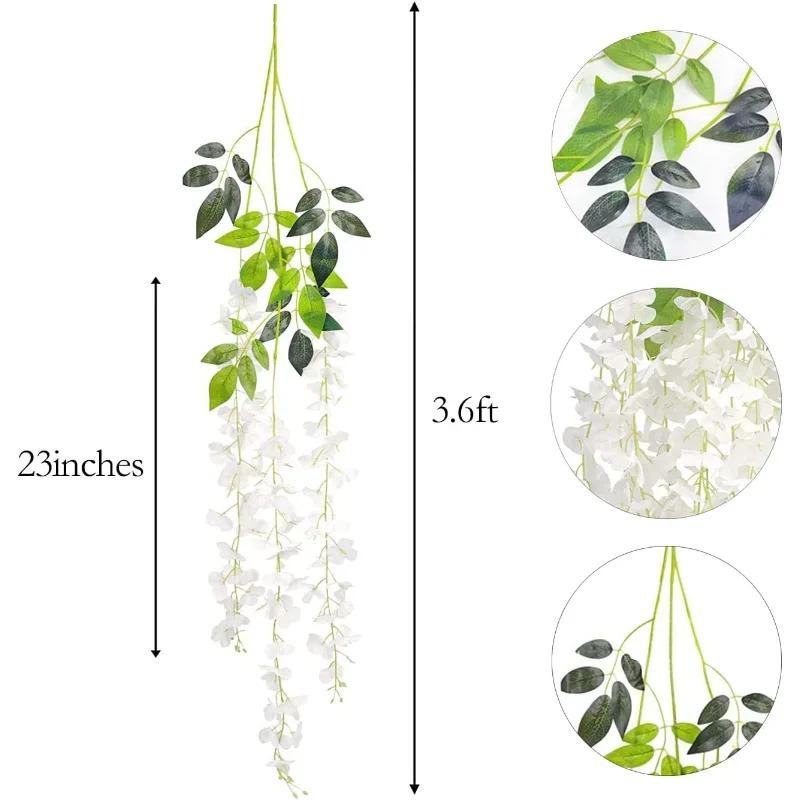 Wisteria Vine Artificial Flowers Wholesale 110cm Trailing Fake Flower String for Home Wedding Party Decor Silk Wisteria Garland