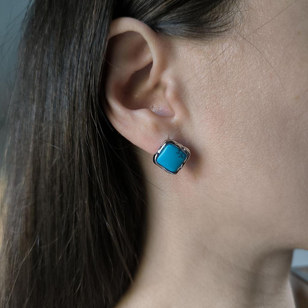 Серебряные серьги с бирюзой (60002227)