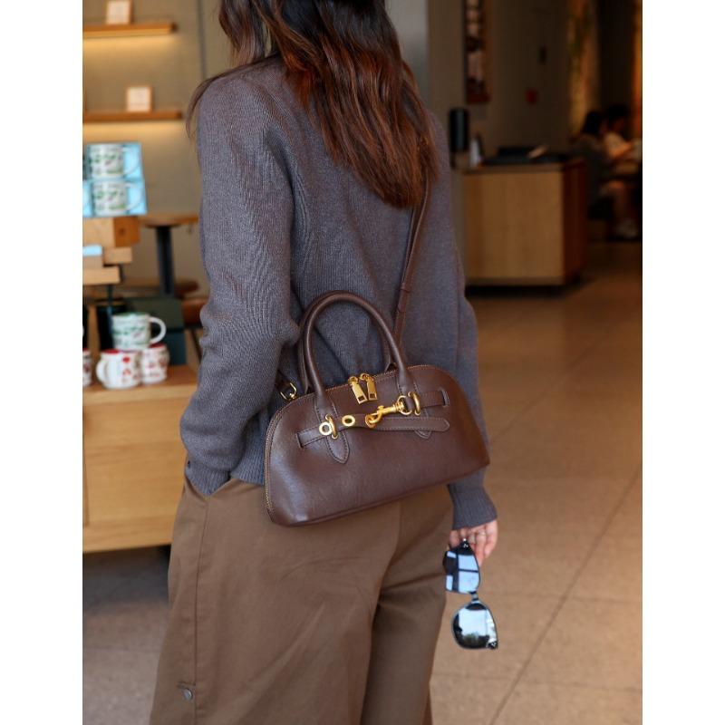 

Сумка-ракушка из коровьей кожи высшего слоя, ретро-сумочка, кожаная сумка-тоут для боулинга, сумка под мышку, модная сумка через плечо на одно плечо