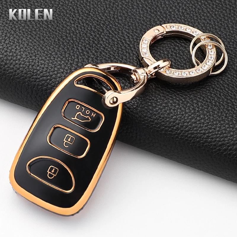 Fashion Tpu Car Key Case Cover For Hyundai Kia Tuscon Elantra Rio Sportage Rondo Accent Protected Shell Keychain Fob Accessories