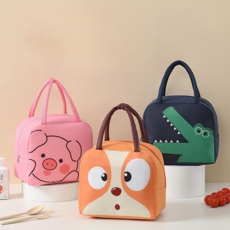 Cartoon Insulated Lunch Bag Oxford Fabric Thermal Lunch Box Tote Case Handheld Meal Bag for Picnic Freshness Ice Pack