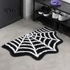 Durable Fade-resistant Rug Halloween Bathroom Rug, Spider Web Bath Mat, Gothic Pumpkin Lantern Floor Mat Non-Slip Area for Front Door Bedroom