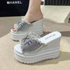 Fashion House Slippers Platform High-Heeled Shoes Lady Luxury Slides Increased Internal On A Wedge Peep Toe Designer Fashion Sexy Super