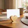 12PCS Star Heart Shaped Table Number Cards Stands Wooden Smooth Surface Name Card Clips Gold Desktop Message Holder Reception