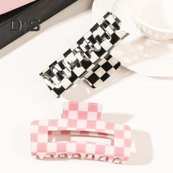 1/4Pcs Women Hair Claws Strong Fixation Plaid Pattern Design Hair Clips Versatile Lattice Hair Accessories