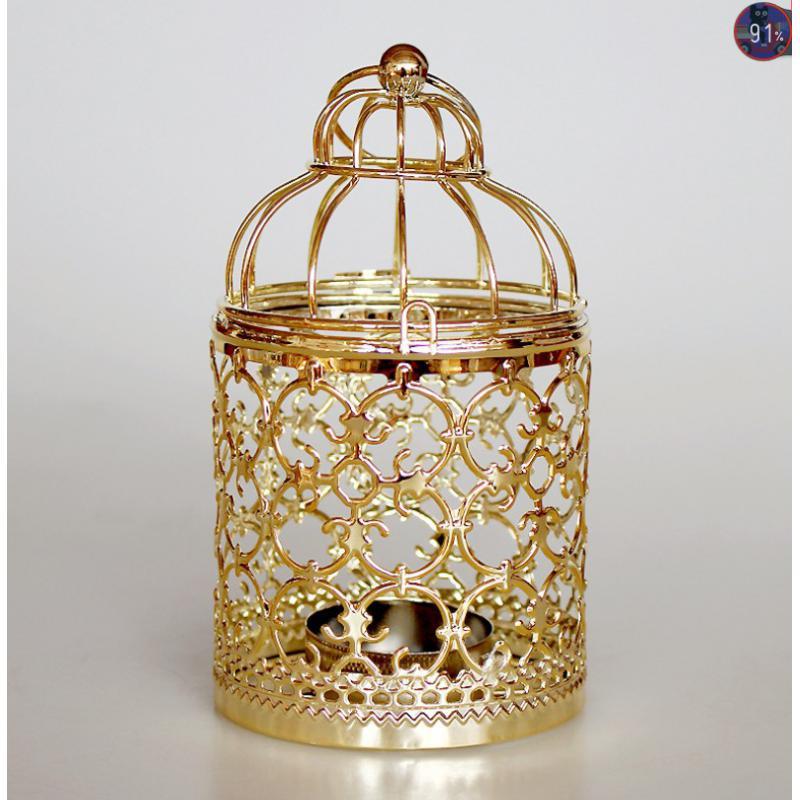 Vintage Birdcage Tealight Candle Holder Iron Decorative Lantern Pillar Candle Stand for Home Wedding Party