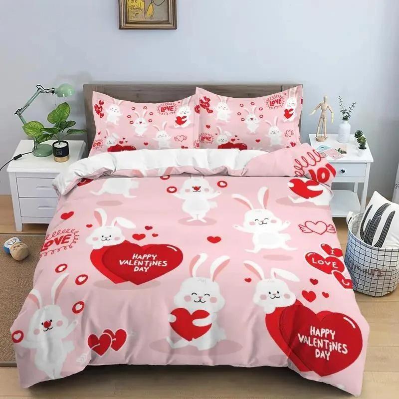 Set di biancheria da letto Love Heart, copripiumino semplice a quadri, 200x200, federa per cuscino, singolo, doppio, queen, king, nordico, coppia, copriletto, biancheria da letto