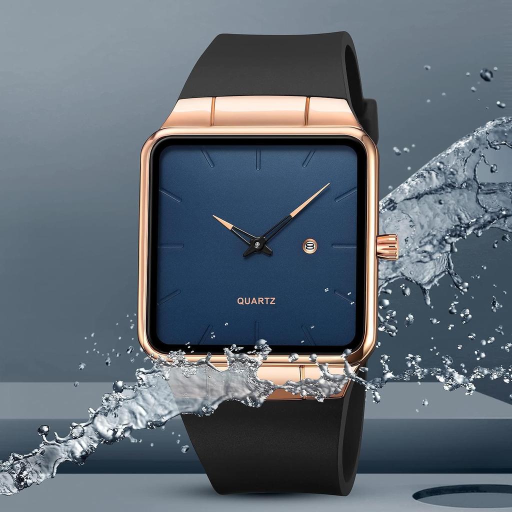 Men's Watch Business Analog Square Dial Gentleman Watch Simple Design 30M Waterproof Date Display Fashion and Practicality High-Precision Quartz For