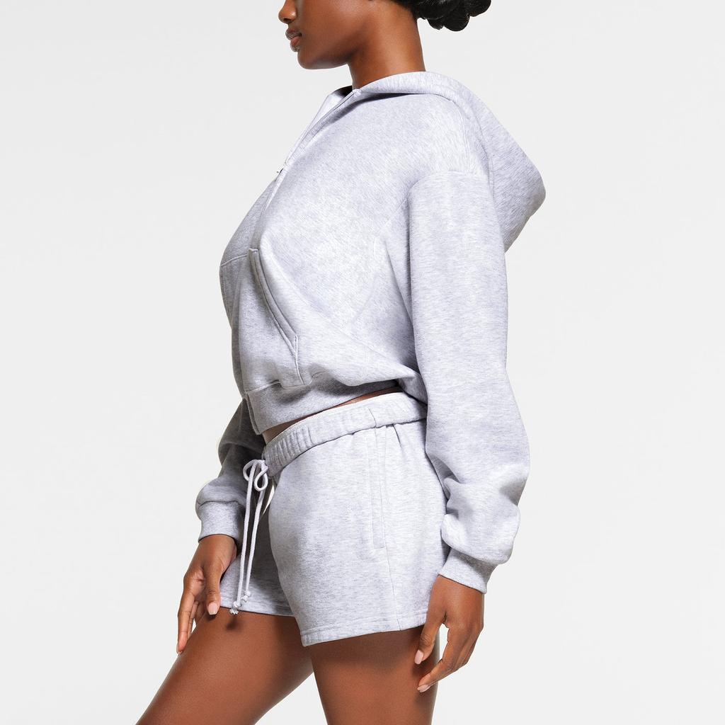 SKIMS Cotton Fleece Classic Zip Up Hoodie Women Hoodies Light-Heather-Grey TP-ZUP-4476-LHG