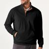 Men's Corduroy Henley Shirt Long Sleeve Contrast Elbow Patch Stand Collar Top