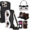 New Fashion Leather Wallet Cat Handbag Phone Case with Shoulder Strap for iPhone 16 15 14 13 12 11 Pro Max Folding Stand Case