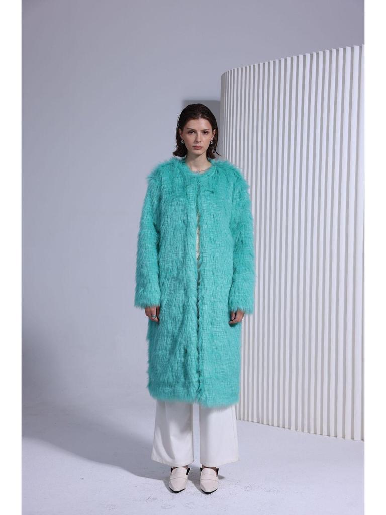 Women's Eco-Friendly Faux Lamb Curly Fur Coat - European & American Style Overcoat