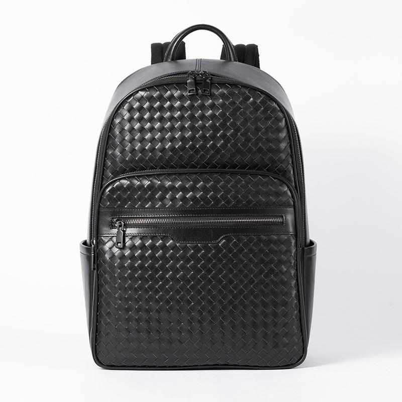 Rucsac bărbați din piele naturală țesut la modă multifuncțional rucsac de afaceri computer rucsac geantă de calculator