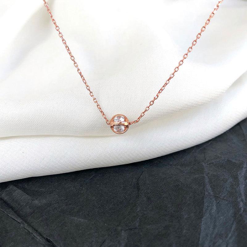 Light Luxury Three-dimensional Square Zircon Necklace Geometric Versatile Simple Clavicle Chain Female Student