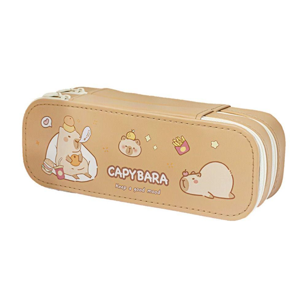 Waterproof Capibara Pencil Case PU Capibala Stationery Box Capibala Double Pen Bag  Students Office