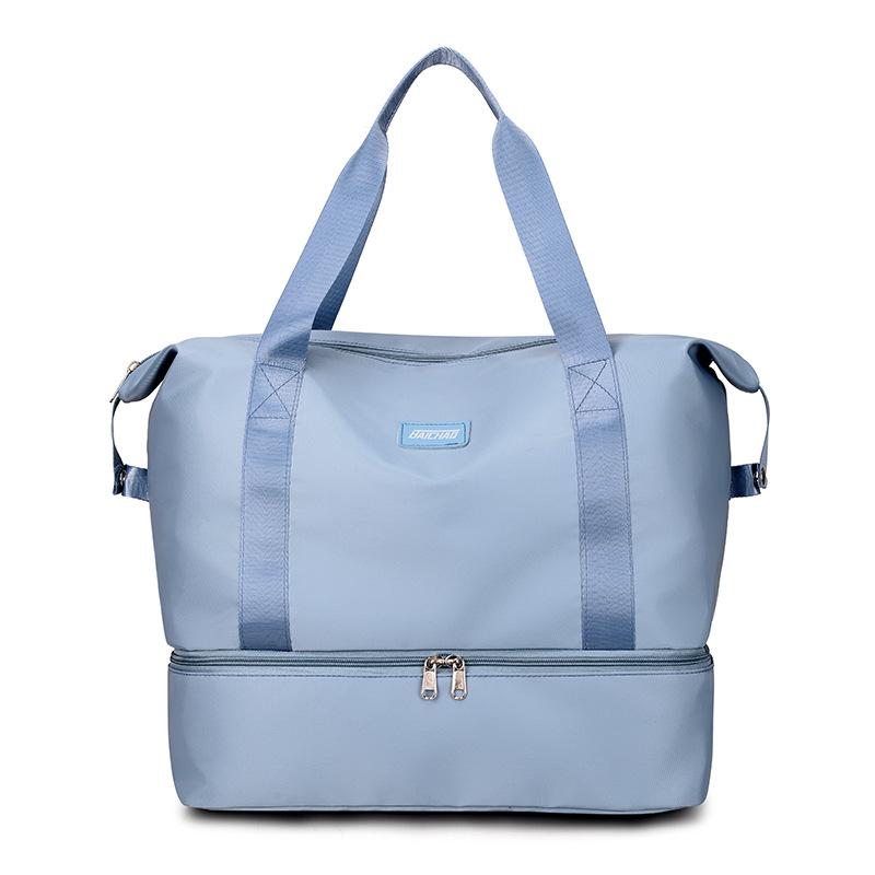 

New model of gym bag with separate compartments for wet and dry items, large-capacity Oxford cloth luggage bag, can be attached to a trolley handle, світло-синій колір
